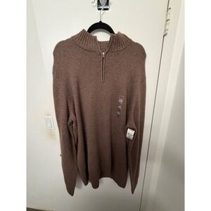 Sonoma Goods For Life Mens 3XL Tall Brown Marl Quarter Zip Sweater NWT